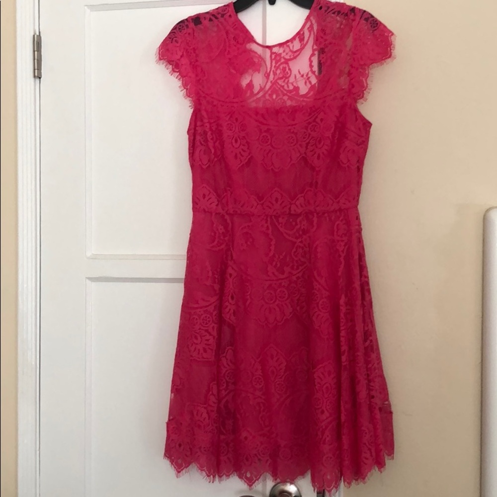Hot pink lace short dress